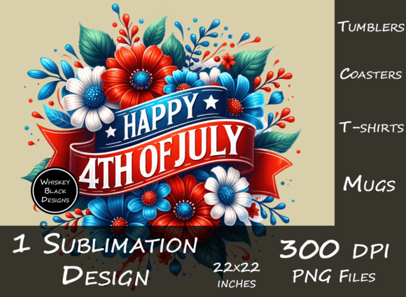 4th of July Floral Banner Graphic: A Fresh Patriotic Asset