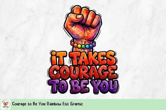 Courage to Be You Rainbow Fist Graphic