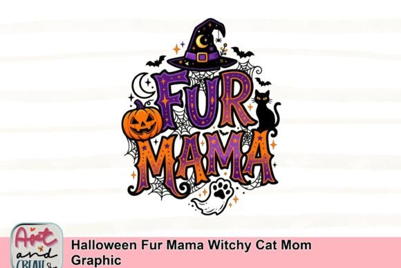 Halloween Fur Mama Witchy Cat Mom Graphic