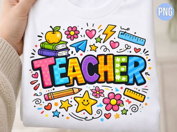 Retro Teacher School Doodle Graphic: Vintage Charm for Modern Projects