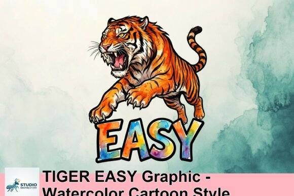 TIGER EASY Graphic: A Bold Watercolor Pop for Your Designs