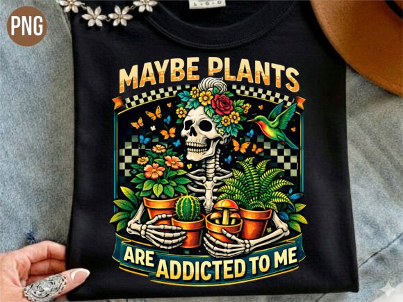 Unearthing Charm: The Funny Skeleton Plant Lady Graphic