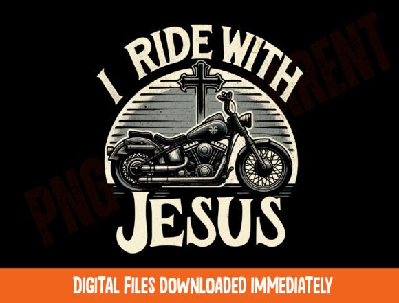 Vintage Motorbike Graphic PNG Digital: Faith & Classic Style