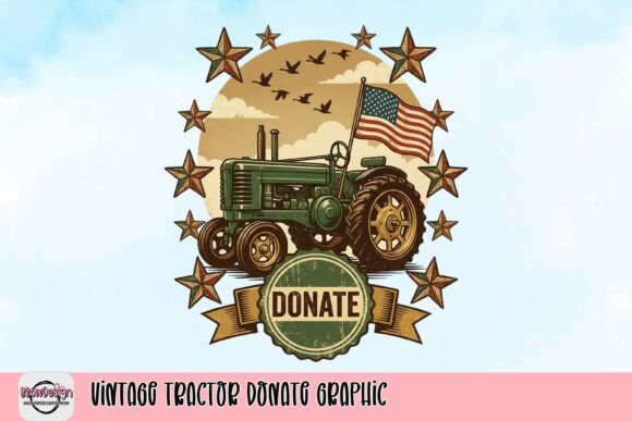 Vintage Tractor Donate Graphic: Rustic Appeal for Charity Campaigns