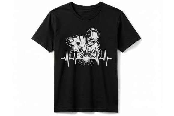 Welder Heartbeat Graphic T-shirt: A Premium Design Asset for Creative Projects